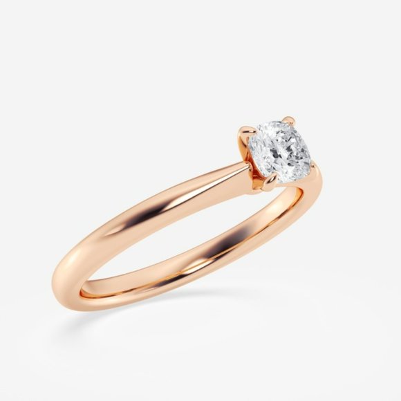 1/2 ctw Cushion Lab Grown Diamond Petite Solitaire Engagement Ring - Picture 6 of 6